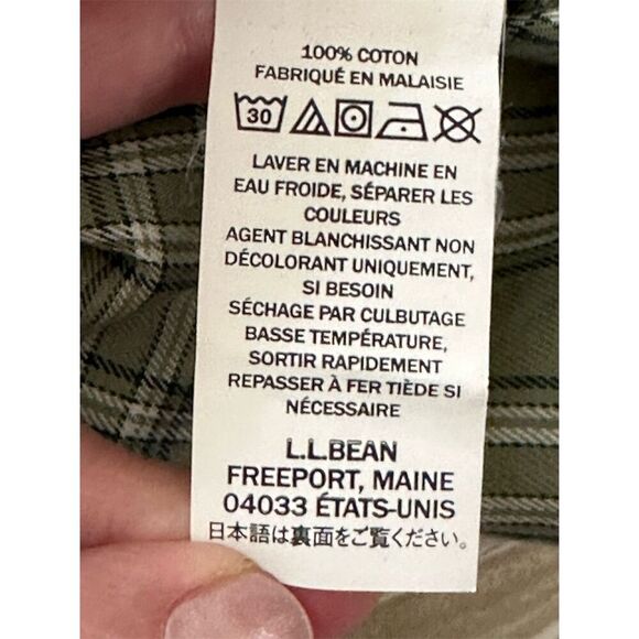 L.L. Bean Men's Plaid Button-Down Shirt Green Long Sleeve Size L - Picture 5 of 5